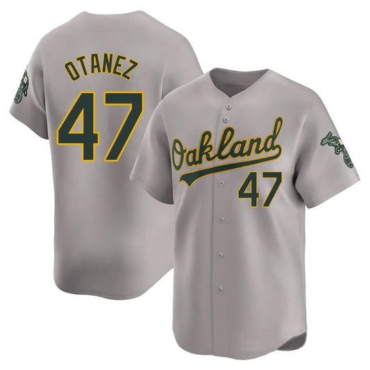 O.Athletics #47 Michel Ota?ez Player Grey Home Replica Baseball Jerseys