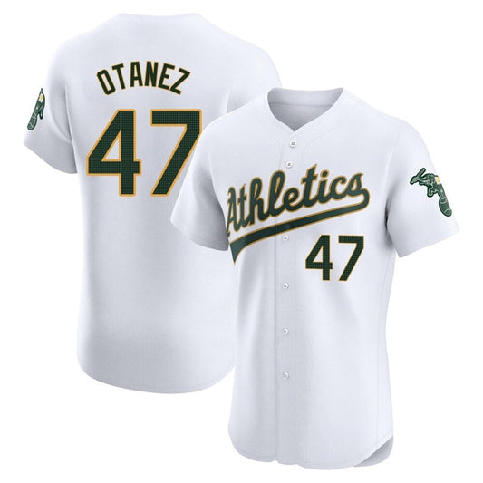 O.Athletics #47 Michel Ota?ez Player White Home Limited Elite Baseball Jerseys