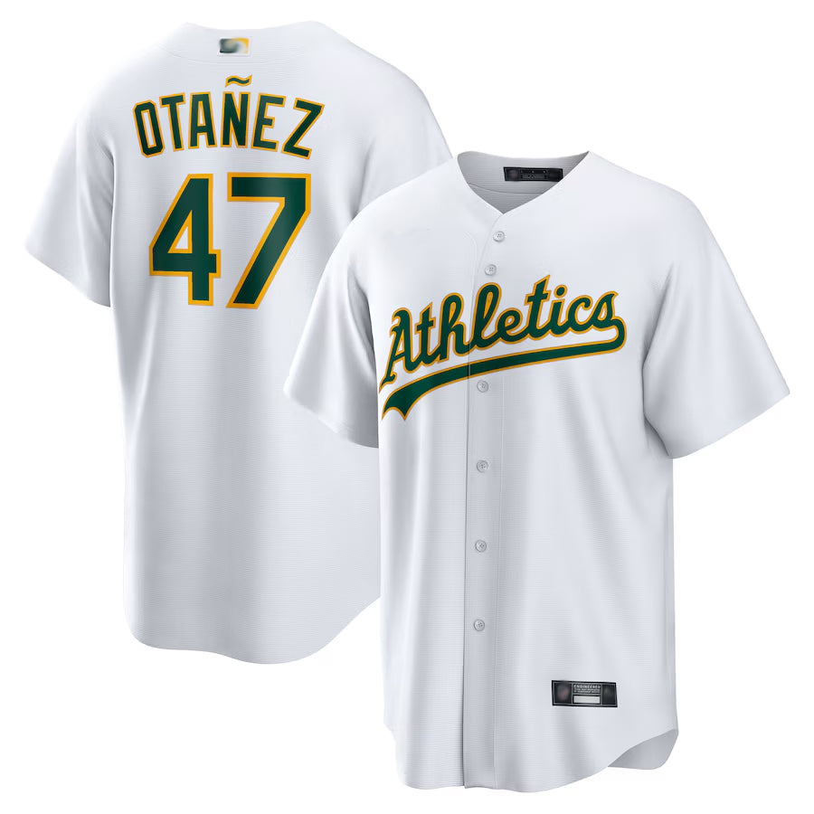 O.Athletics #47 Michel Ota?ez Player White Home Replica Baseball Jerseys