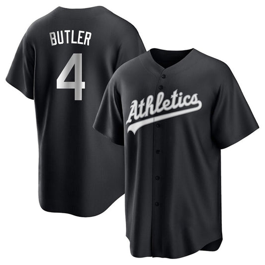 O.Athletics #4 Lawrence Butler Player Black Home Replica Baseball Jerseys