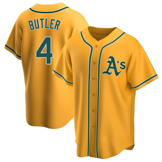 O.Athletics #4 Lawrence Butler Player Gold  Home Replica Baseball Jerseys