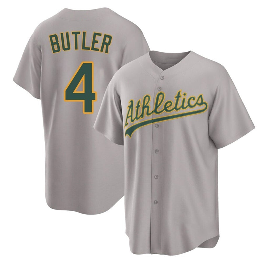 O.Athletics #4 Lawrence Butler Player Gray  Home Replica Game Baseball Jerseys