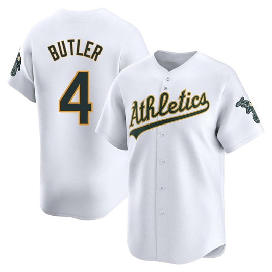 O.Athletics #4 Lawrence Butler Player White Home Limited Baseball Jerseys
