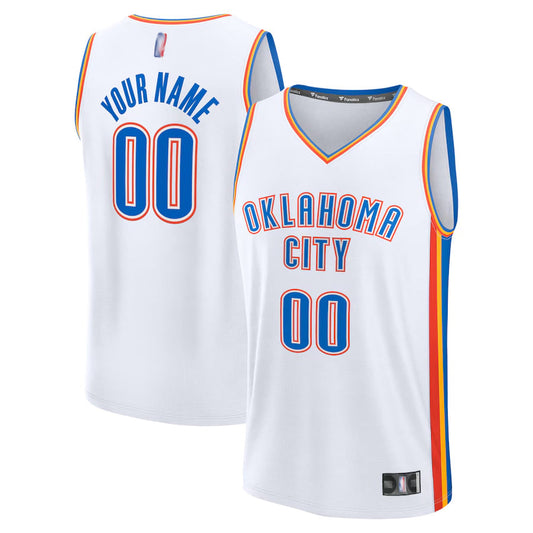 OK.City Thunder Fanatics White Fast Break Custom Association Edition Basketball Jerseys