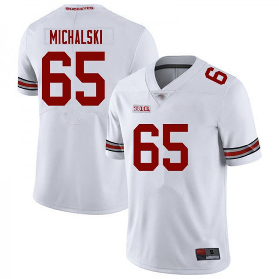 OSU Buckeyes #65 Zen Michalski Player White Football Jerseys