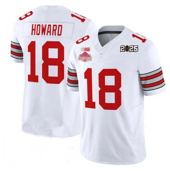O.State Buckeyes #18 Will Howard Player White 2025 CFP Final With National Champions Patch F.U.S.E. Vapor Limited Stitched Football American College Jerseys