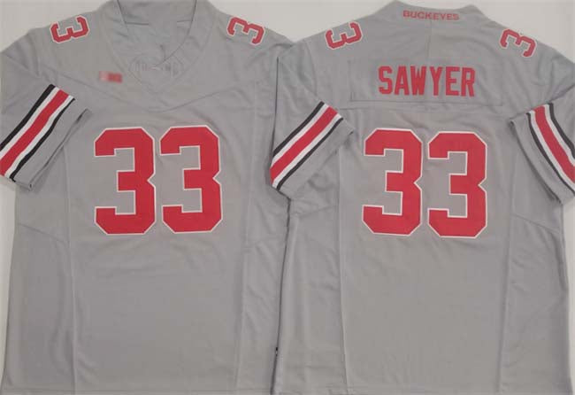 O.State Buckeyes #33 Jack Sawyer Player Grey F.U.S.E. Limited Stitched Football American College Jerseys
