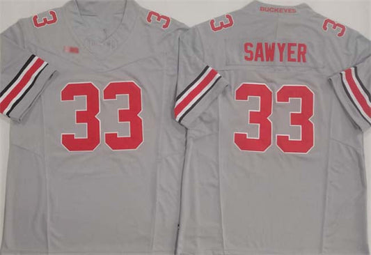 O.State Buckeyes #33 Jack Sawyer Player Grey F.U.S.E. Limited Stitched Football American College Jerseys