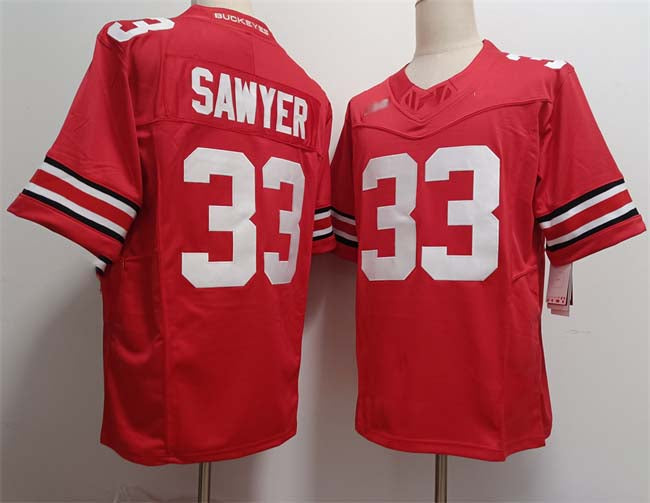 O.State Buckeyes #33 Jack Sawyer Player Red 2025 F.U.S.E. Limited Stitched Football American College Jerseys