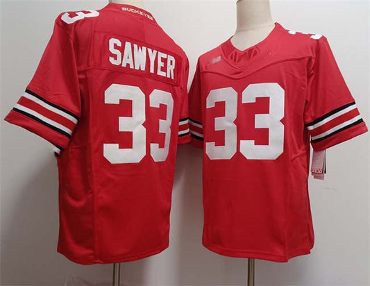 O.State Buckeyes #33 Jack Sawyer Player Red 2025 F.U.S.E. Limited Stitched Football American College Jerseys