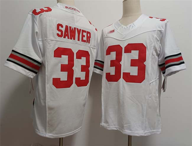 O.State Buckeyes #33 Jack Sawyer Player White 2025 F.U.S.E. Limited Stitched Football American College Jerseys