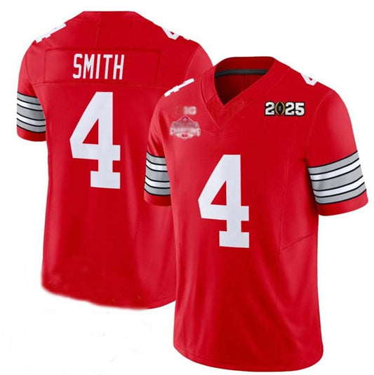O.State Buckeyes Player #4 Jeremiah Smith Red 2025 CFP Final With National Champions Patch F.U.S.E. Vapor Limited Stitched Football American College Jerseys
