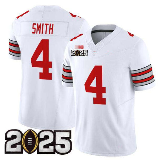 O.State Buckeyes #4 Jeremiah Smith Player White 2025 CFP Final Patch F.U.S.E. Vapor Limited Stitched Football American College Jerseys
