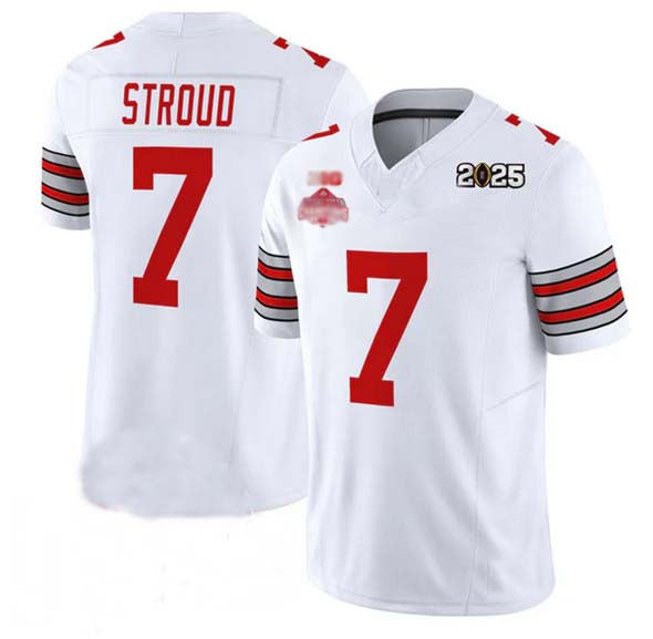 O.State Buckeyes #7 C.J. Stroud Player White 2025 CFP Final With National Champions Patch F.U.S.E. Vapor Limited Stitched Football American College Jerseys