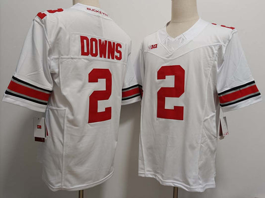 O.State Buckeyes #2 Caleb Downs Player White FUSE Football Stitched American College Jerseys