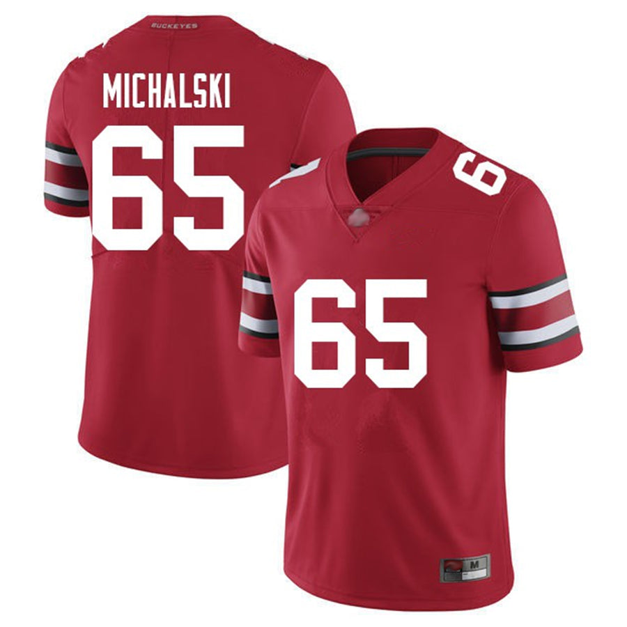 Ohio State Buckeyes #65 Zen Michalski Player Red College Jerseys