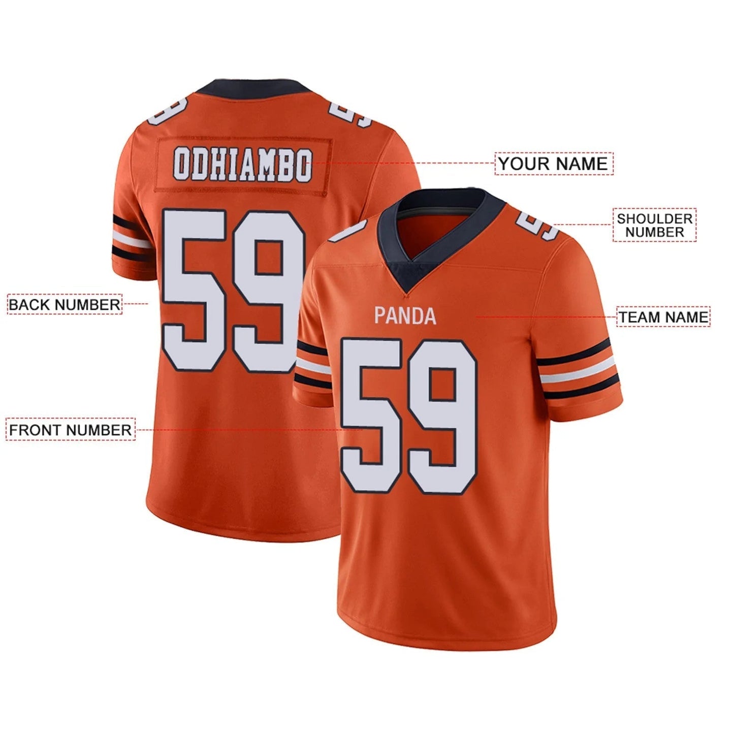 Custom C.Bears Orange Personalized Design Football Jerseys