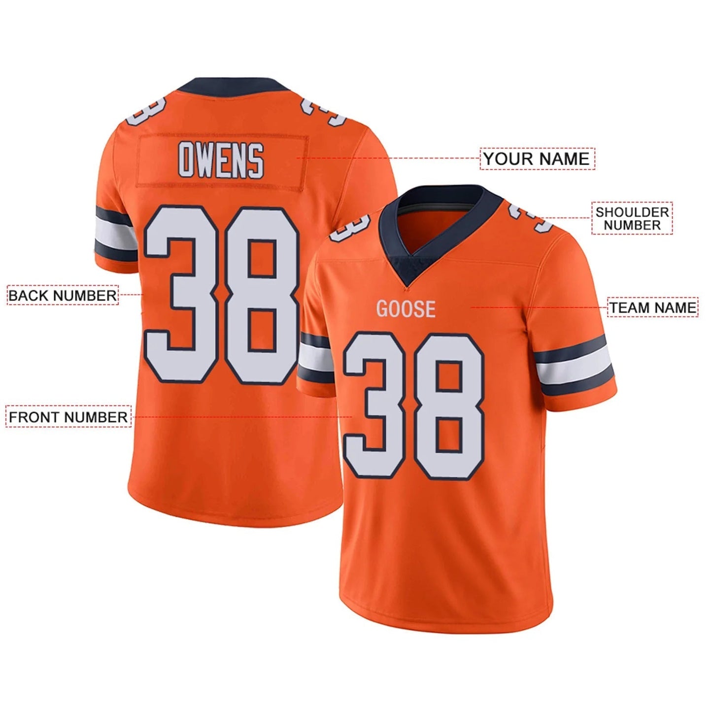 Custom D.Broncos Orange Personalized Design Football Jerseys
