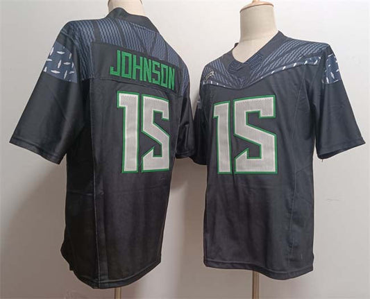 O.Ducks #15 Tez Johnson Player Black 2024 F.U.S.E. Stitched American College Jerseys