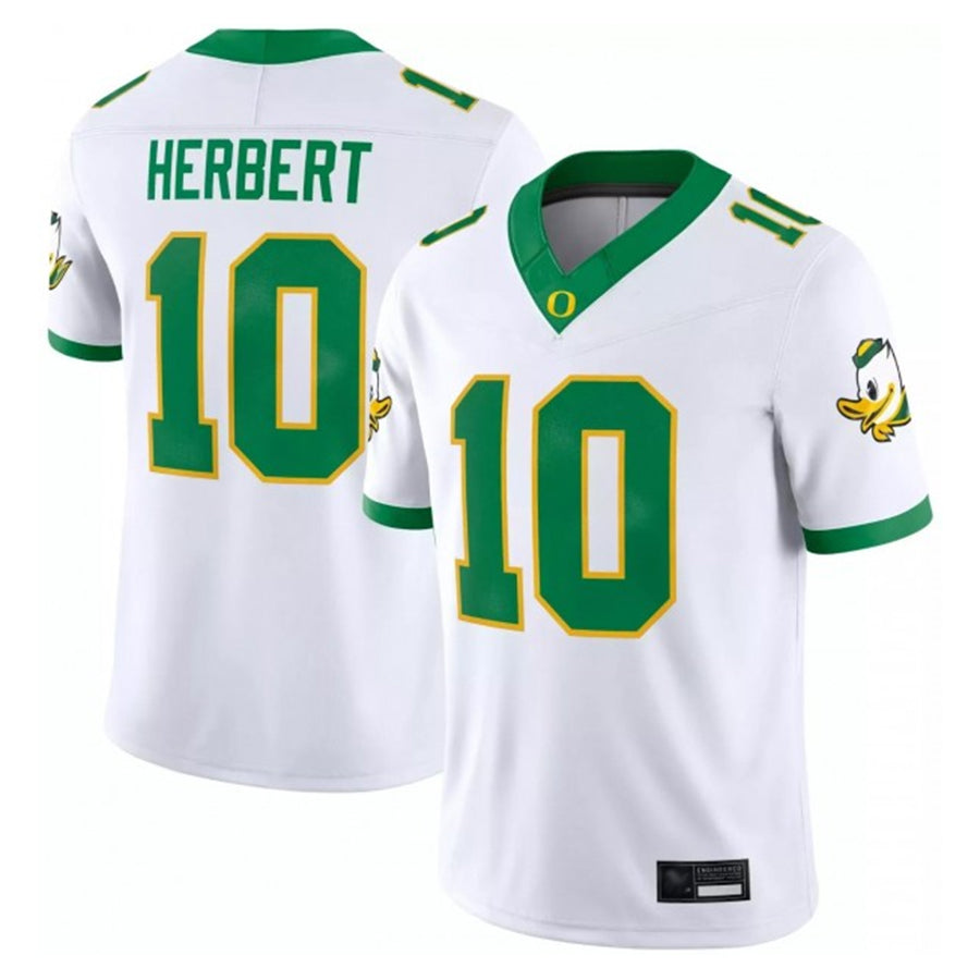 Oregon Ducks #10 Justin Herbert Player White Replica Game College Jerseys