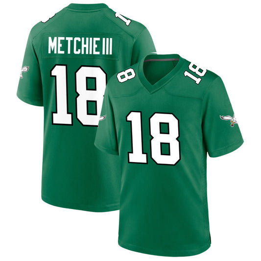 P.Eagles #18 John Metchie III Player Green Alternate Game Football Jerseys