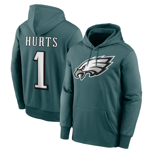 P.Eagles #1 Jalen Hurts Player Green Military Hoodie Game Football Jerseys