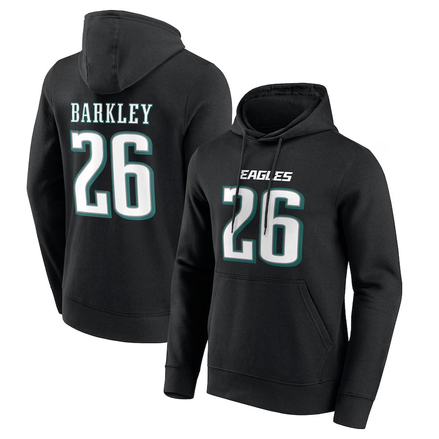 P.Eagles #26 Saquon Barkley Player Black Graphic Hoodie Football Jerseys