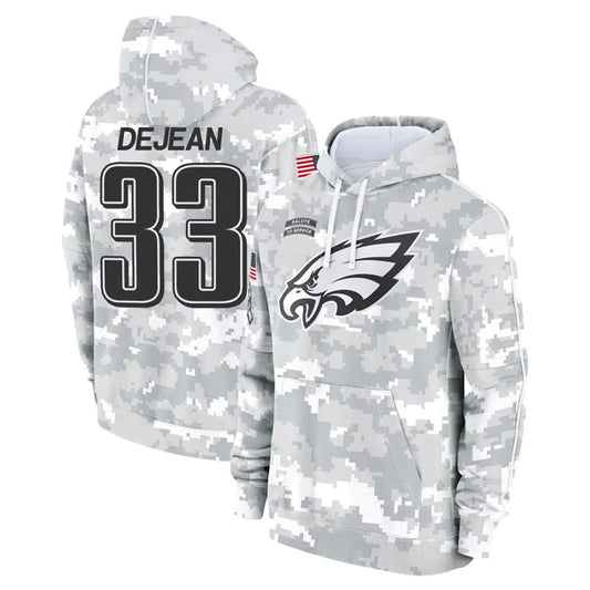 P.Eagles #33 Cooper DeJean Player Military Hoodie Arctic Camo Salute To Service Football Jerseys