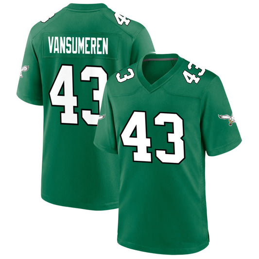 P.Eagles #43 Ben VanSumeren Player Kelly Green Game Football Jerseys