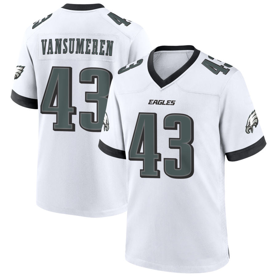 P.Eagles #43 Ben VanSumeren Player White Home Game Football Jerseys