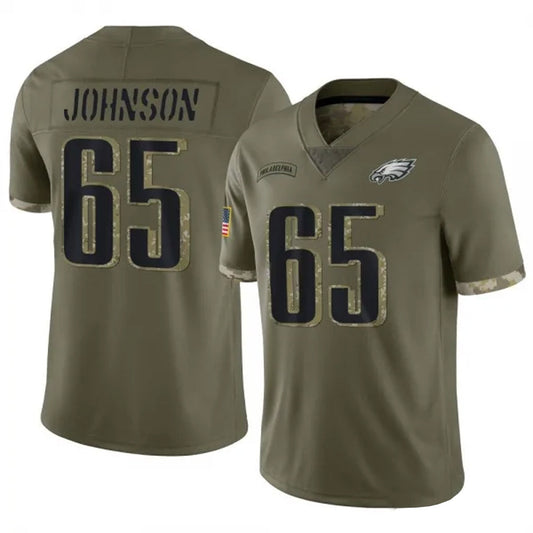 P.Eagles #65 Lane Johnson Player Olive Salute To Service Limited Football Jerseys