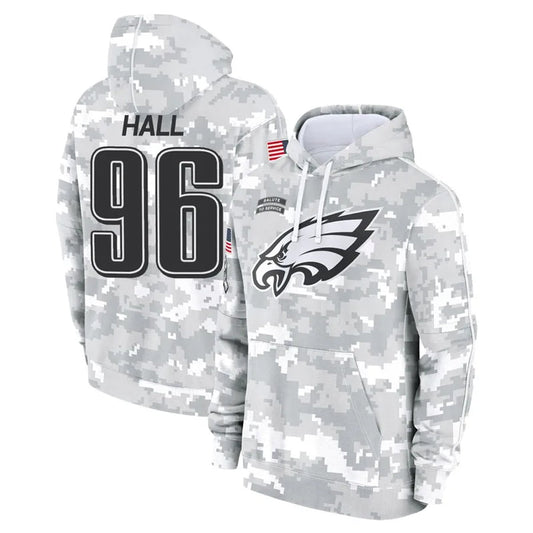 P.Eagles #96 Gabe Hall Player Military Hoodie Arctic Camo Salute To Service Football Jerseys