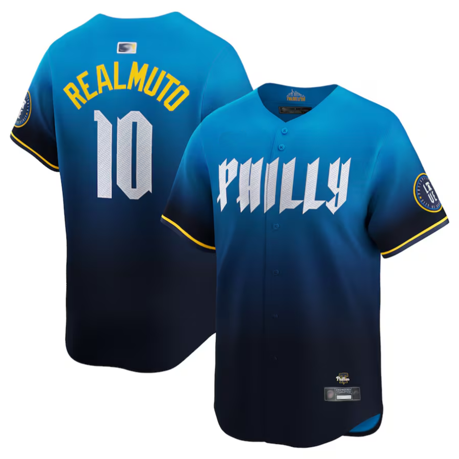 P.Phillies #10 J.T. Realmuto Player Blue City Connect Limited Baseball Jerseys