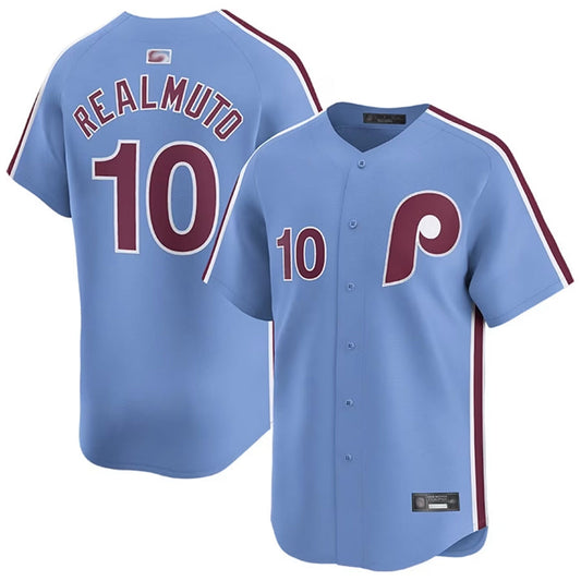 P.Phillies #10 J.T. Realmuto Player Light Blue Limited Baseball Jerseys