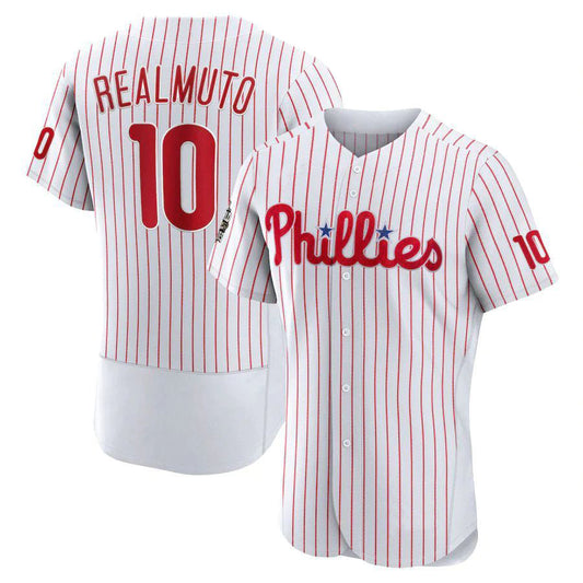 P.Phillies #10 J.T. Realmuto Player White Home Elite Baseball Jerseys