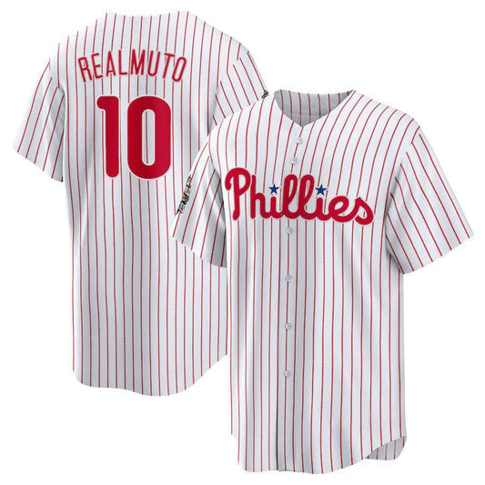 P.Phillies #10 J.T. Realmuto Player White Home Replica Baseball Jerseys