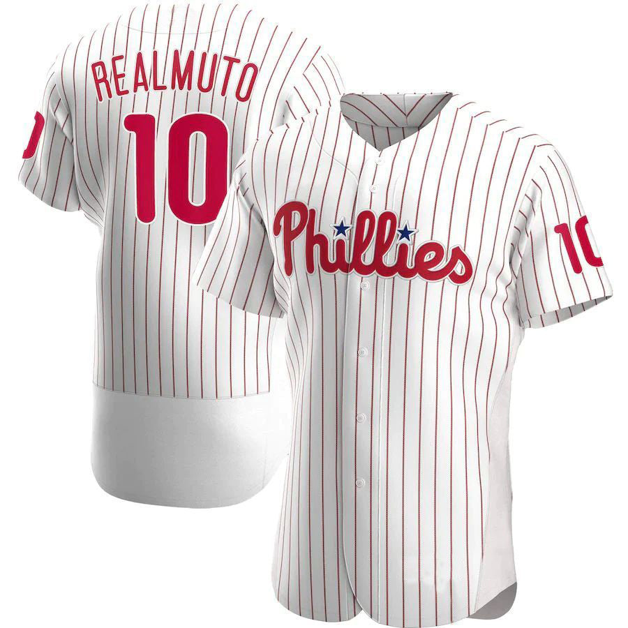 P.Phillies #10 J.T. Realmuto White Home Limited Elite Baseball Jerseys
