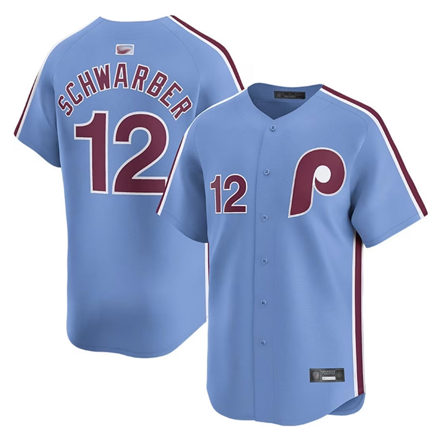 P.Phillies #12 Kyle Schwarber Player Light Blue Limited Baseball Jerseys