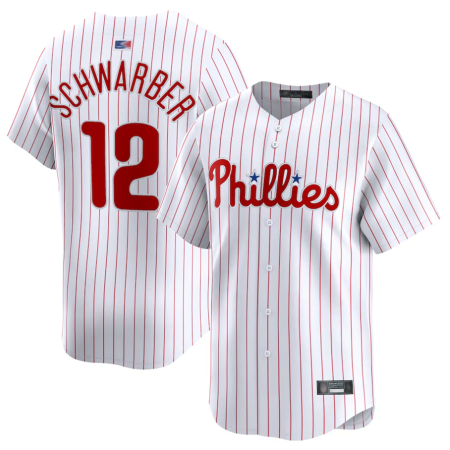 P.Phillies #12 Kyle Schwarber Player White Limited Baseball Jerseys