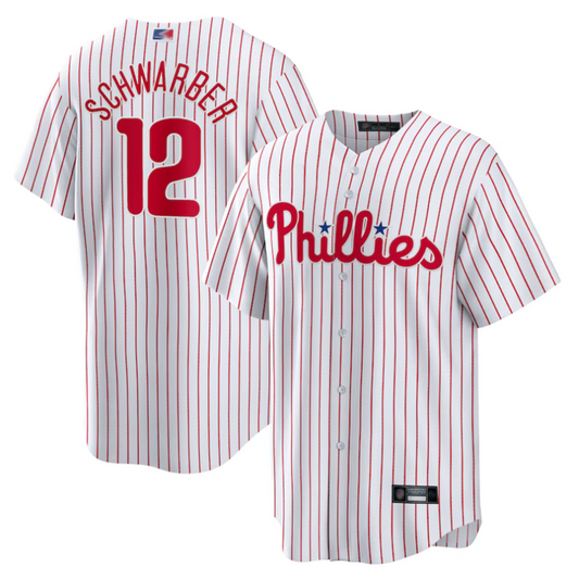 P.Phillies #12 Kyle Schwarber Player White Replica Baseball Jerseys