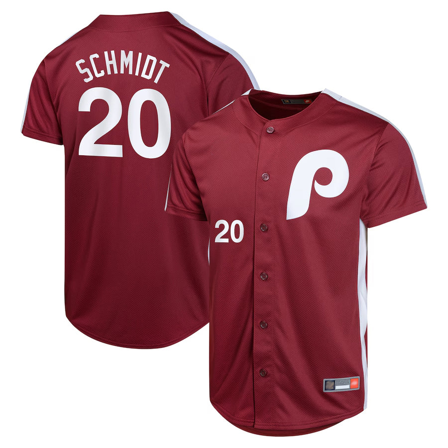 P.Phillies #20 Mike Schmidt Player Burgundy Cooperstown Limited Baseball Jerseys