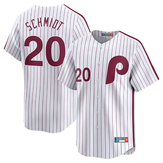 P.Phillies #20 Mike Schmidt Player Throwback Cooperstown White Baseball Jerseys