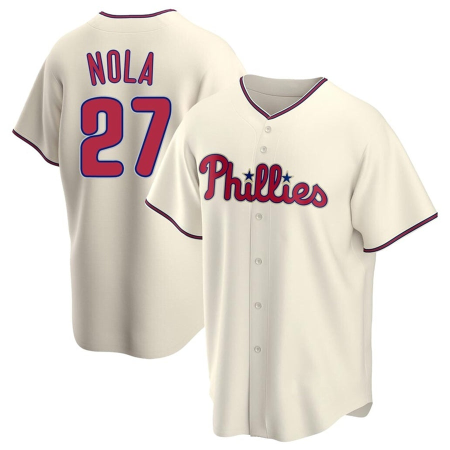 P.Phillies #27 Aaron Nola Player Cream Replica Baseball Jerseys