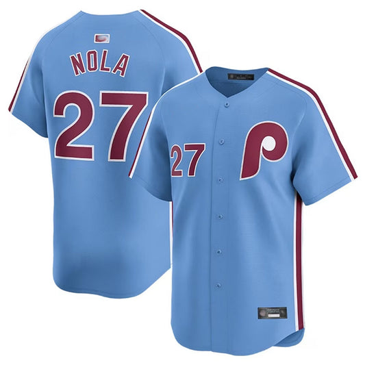 P.Phillies #27 Aaron Nola Player Light Blue Home Limited Baseball Jerseys