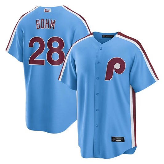 P.Phillies #28 Alec Bohm Player Light Blue Replica Baseball Jerseys