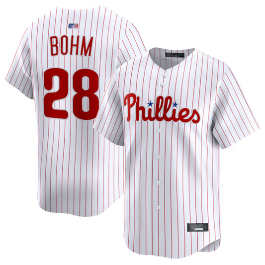 P.Phillies #28 Alec Bohm Player White Limited Baseball Jerseys