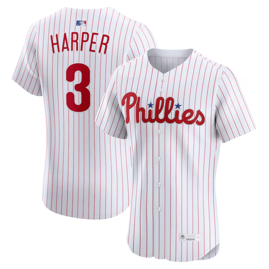 P.Phillies #3 Bryce Harper Player White Home Limited Elite Baseball Jerseys