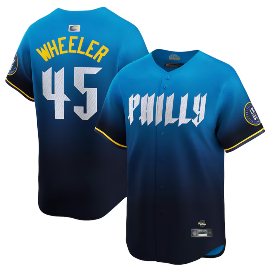 P.Phillies #45 Zack Wheeler Player Blue City Connect Limited Baseball Jerseys