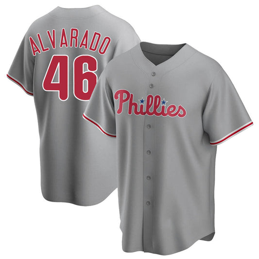 P.Phillies #46 Jose Alvarado Player Grey Replica Baseball Jerseys