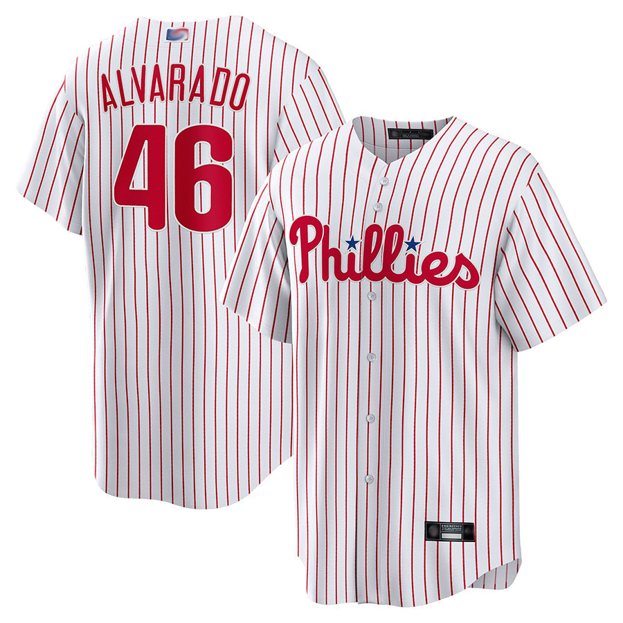 P.Phillies #46 Jose Alvarado Player White Home Replica Baseball Jerseys